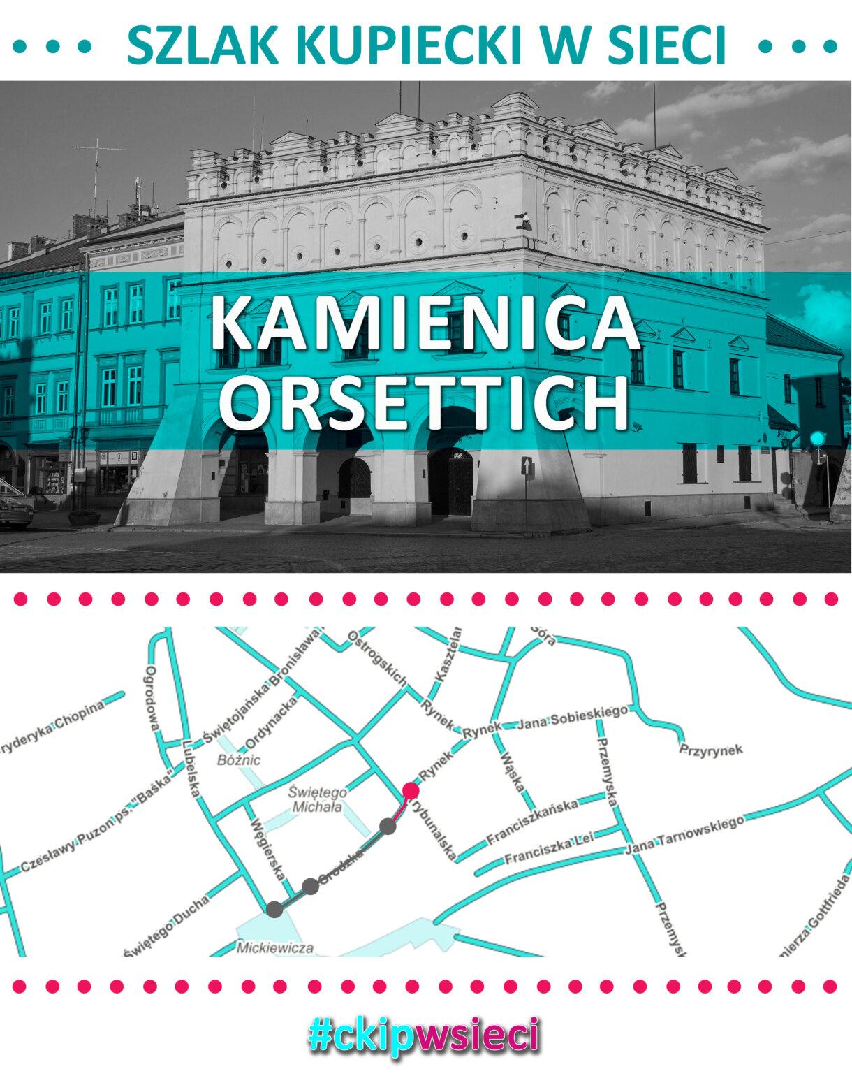 mapa z zaznaczonym etapem szlaku - Kamienica Orsettich