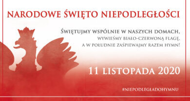 Narodowe Święto Niepodległości baner promujący obchody święta niepodległości w barwach narodowych
