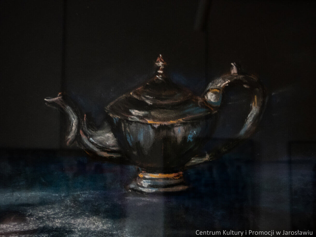 obraz, pastele, imbryk