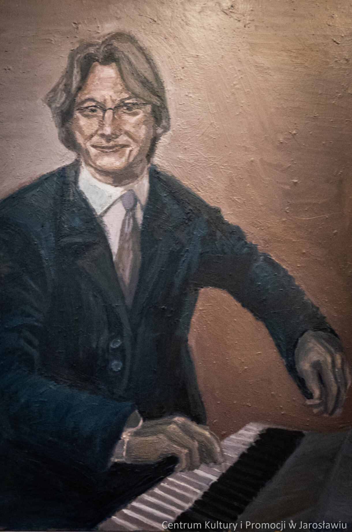 Malarstwo, portret mężczyzny przy fortepianie