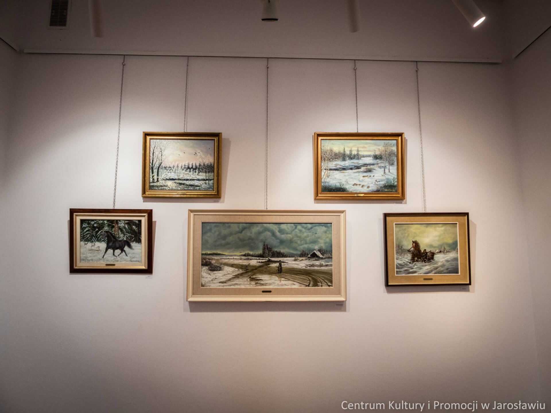 pięć obrazów - olej na płótnie - krajobraz, sceny rodzajowe