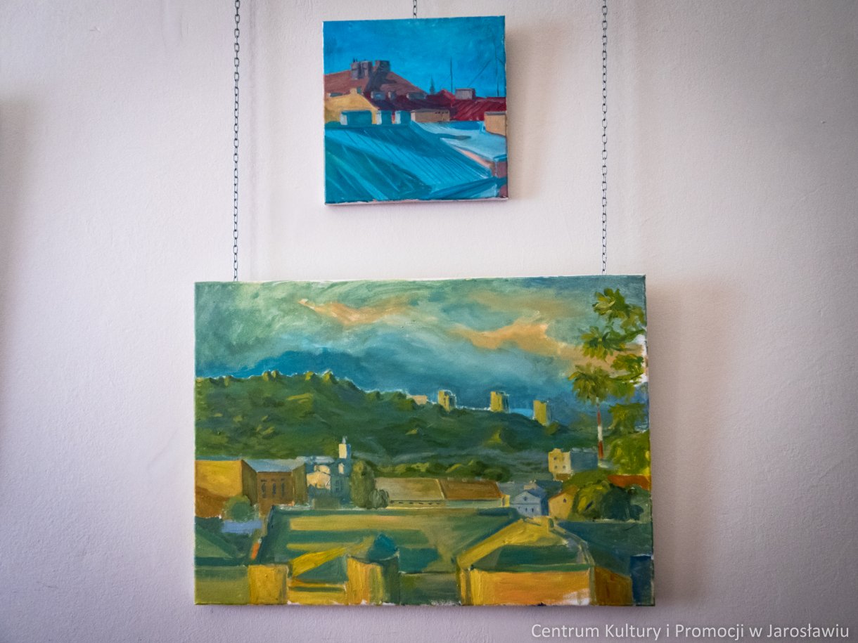 dwa obrazy, olej/tempera na płótnie, krajobrazy