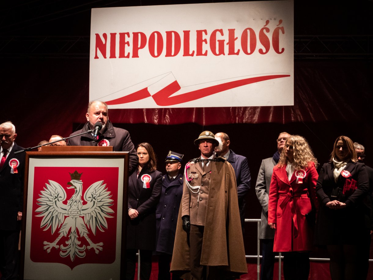 Burmistrz podczas okolicznościowego przemówienia