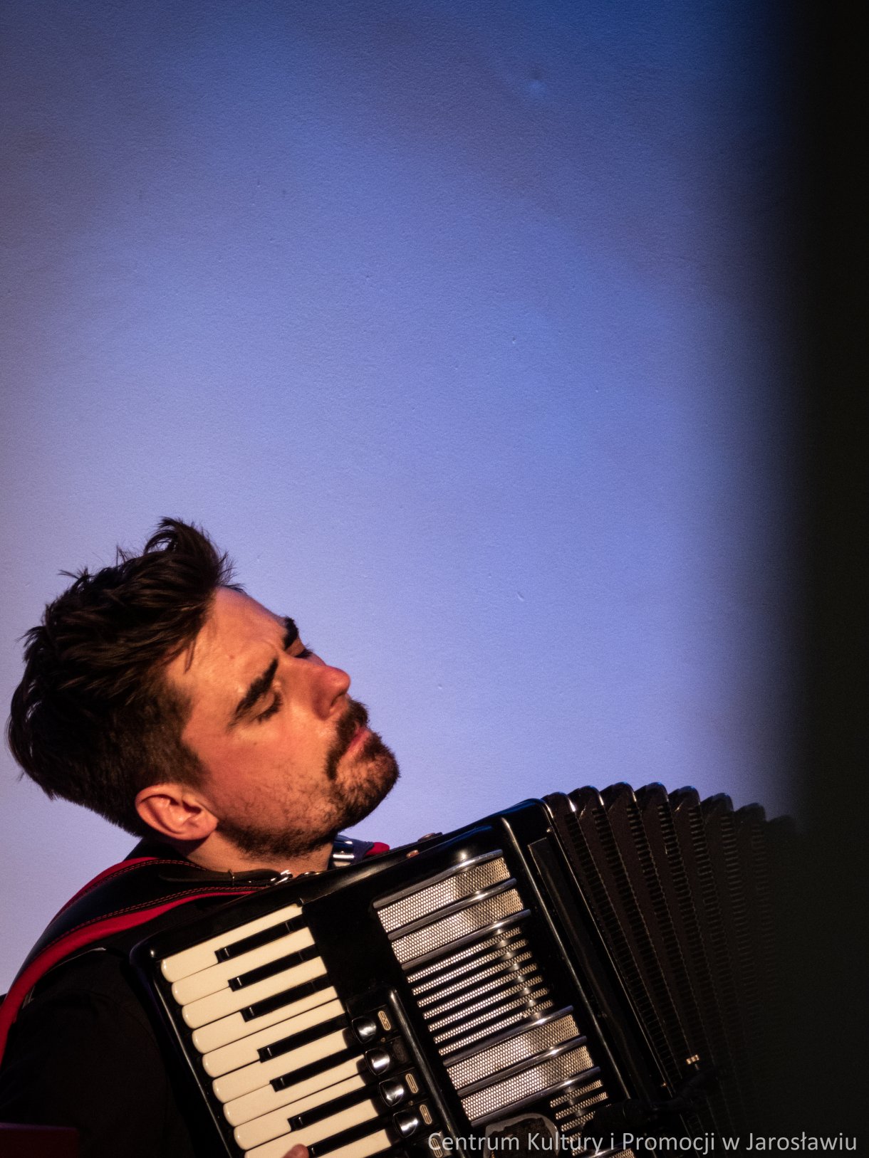 Patrzyk Walczak, akordeonista, podczas koncertu 