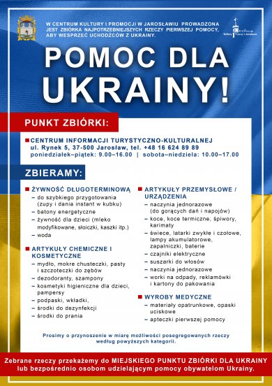 Pomoc dla Ukrainy! Pomoc dla Ukrainy / treść plakatu w aktualności