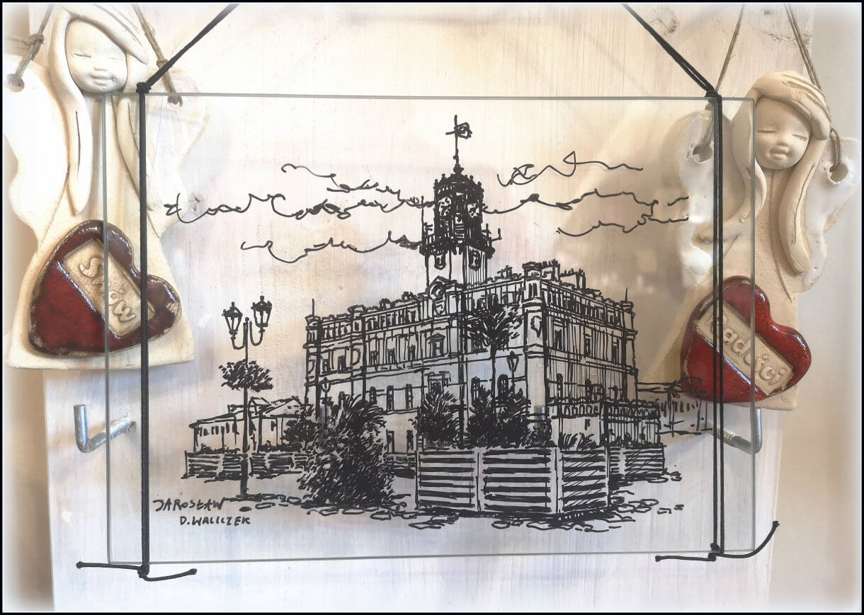 Oryginalna praca autorstwa Damiana Waliczka przedstawiająca jarosławski Ratusz. Format: A 5 Cena: 60 zł