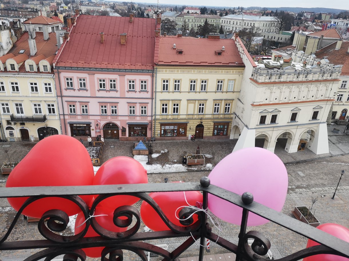 widok z wieży na kamienice