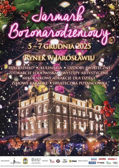 Jarmark Bożonarodzeniowy 2025 W dniach od 5 do 7 grudnia jarosławski rynek przemieni się w miejsce wypełnione aromatem i atmosferą zbliżających się Świąt Bożego Narodzenia. Będzie kolorowo, świątecznie i gwarnie. Na straganach będzie można kupić przedmioty i produkty związane ze świętami Bożego Narodzenia – pierniki, miody, wyroby cukiernicze. Nie zabraknie również świątecznych przysmaków. Szeroki wybór świątecznych pamiątek, ozdób i stroików, wiele pomysłów na nietuzinkowe prezenty, wspaniałe rękodzieło i niepowtarzalne wyroby własne zaspokoją gusta każdego mieszkańca. Serdecznie zapraszamy do udziału w Jarmarku Bożonarodzeniowym!