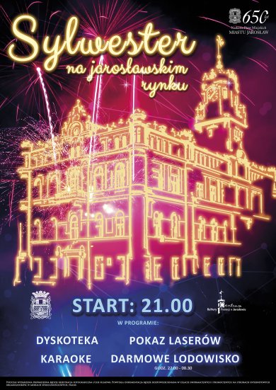 Sylwester na jarosławskim rynku! Zapraszamy wszystkich mieszkańców i gości do wspólnego powitania Nowego Roku na jarosławskim rynku! Startujemy 31 grudnia o godz. 21.00, by razem bawić się w wyjątkowej, sylwestrowej atmosferze. W programie wieczoru: dyskoteka pod gołym niebem, karaoke – pokaż swój wokalny talent, spektakularny pokaz laserów, bezpłatne lodowisko dostępne w godz. 22.00–00.30. Niech jarosławski rynek stanie się miejscem radosnej zabawy, muzyki i wspólnego odliczania do Nowego Roku. Zabierz rodzinę, przyjaciół i dobry humor – sylwester w Jarosławiu to wydarzenie, którego nie można przegapić! Do zobaczenia na rynku!