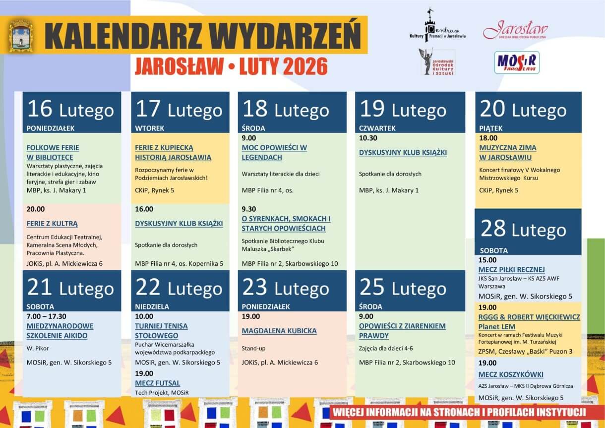 Kalendarz wydarzeń Jarosław Luty 2026