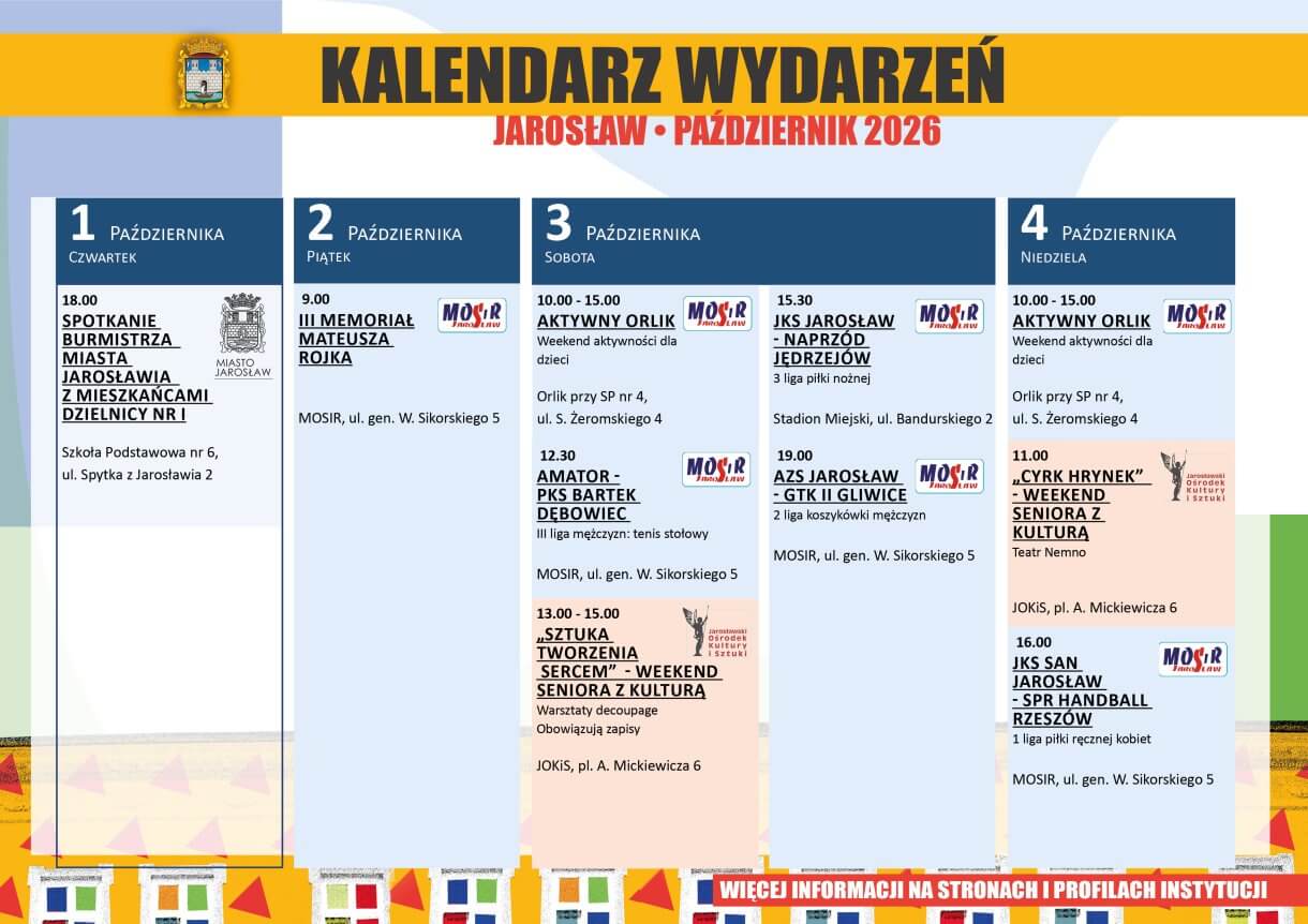 Kalendarz wydarzeń Jarosław Październik 2026