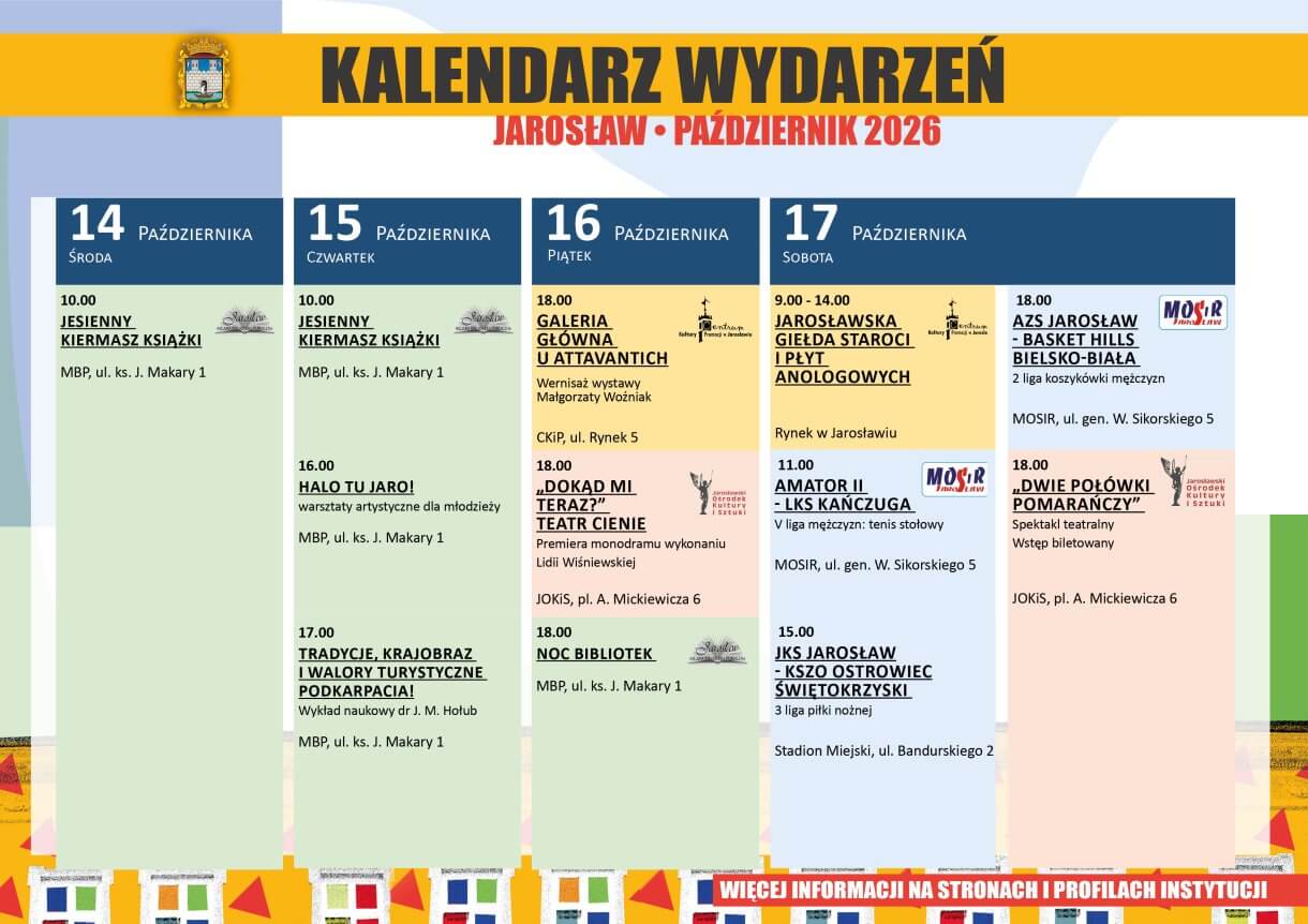 Kalendarz wydarzeń Jarosław Październik 2026