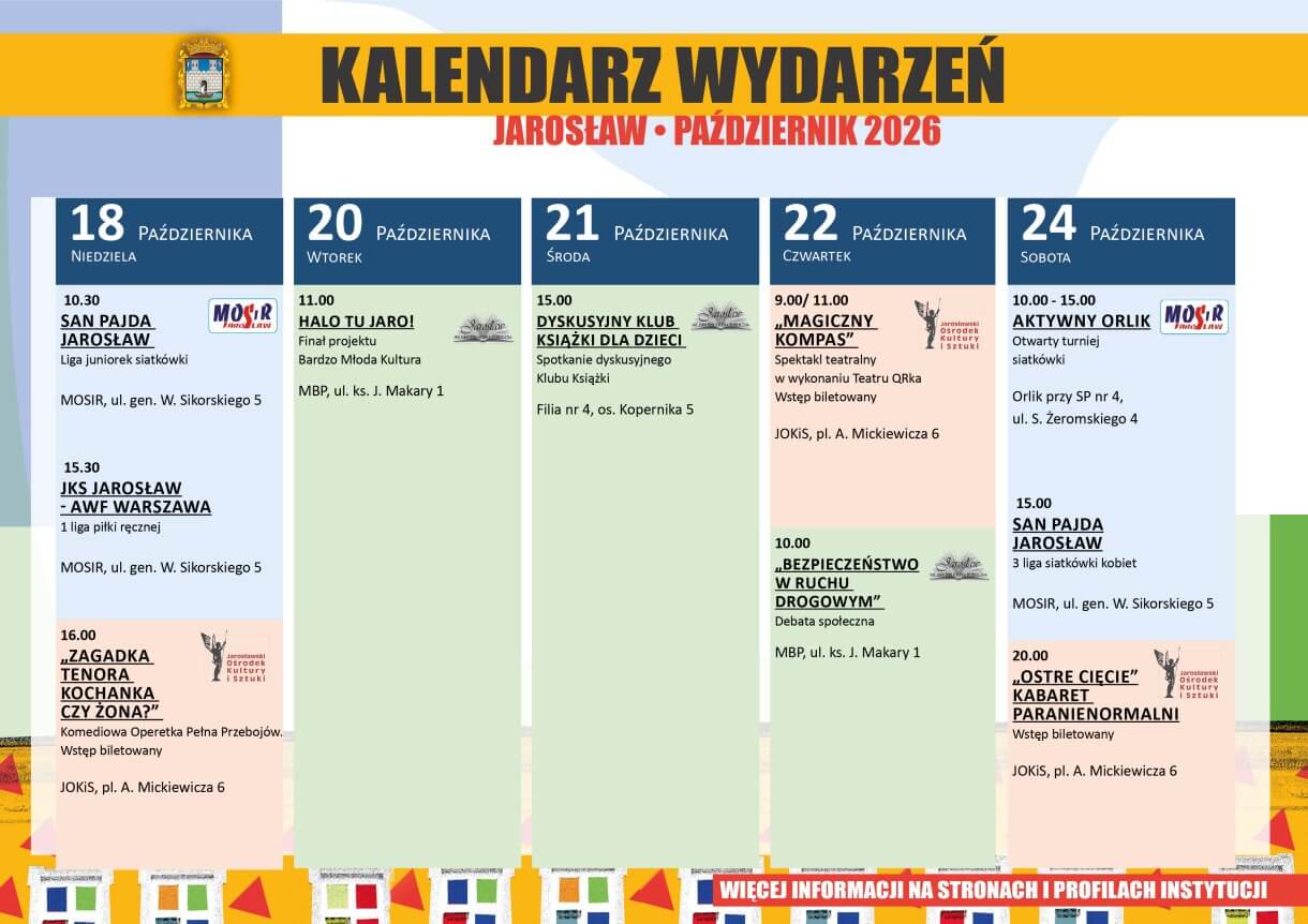 Kalendarz wydarzeń Jarosław Październik 2026