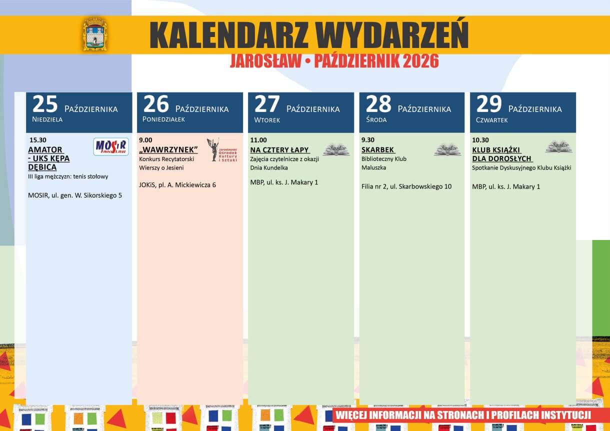 Kalendarz wydarzeń Jarosław Październik 2026